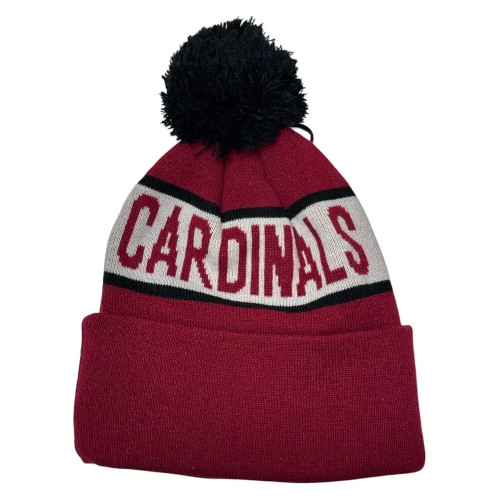 Arizona Cardinals NFL Mens Logo Repeat Cuffed Knit Pom Beanie Hat Red Black OSFM